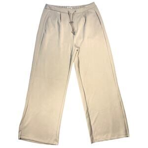 Scotch & Soda Pants Womens Large Beige Tan Wide Leg Drawstring Ankle Zip Lounge